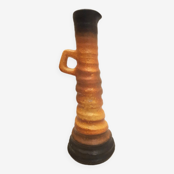 Vase en céramique beige / marron annees 60