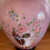 Opaline vase peacock decoration