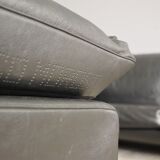 Moroso sofa set and armchairs in black leather, 1984