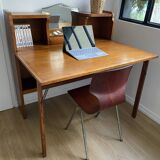 Wooden console table / vintage folding desk with mirror and small drawer