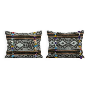 Set of 2 vintage kilim cushion covers 36x51 cm