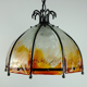Lampe suspendue brutaliste des années 60-70 en fer forgé et en verre de Murano.