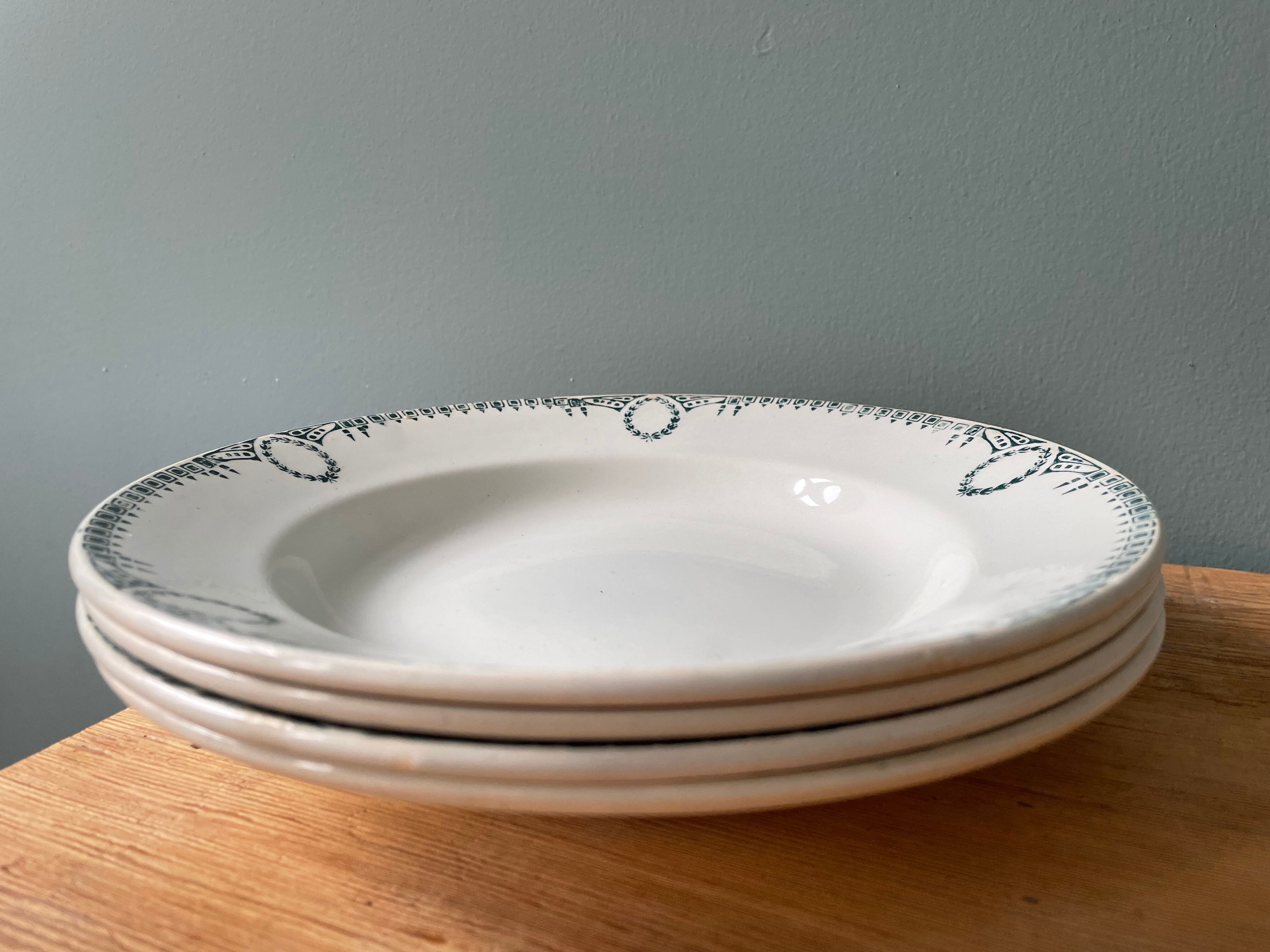Set of 4 old hollow plates St Amand Terre de Fer