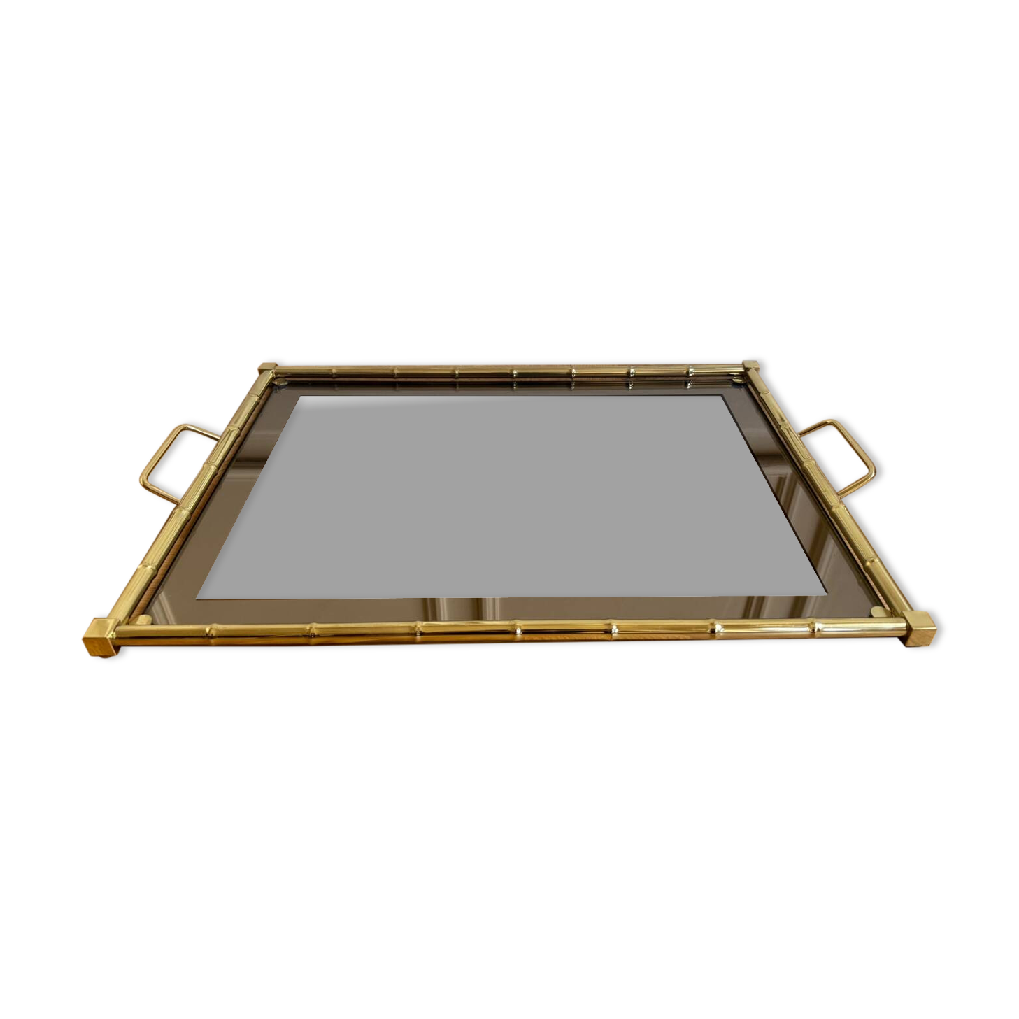 Gold metal bamboo tray, 1970s