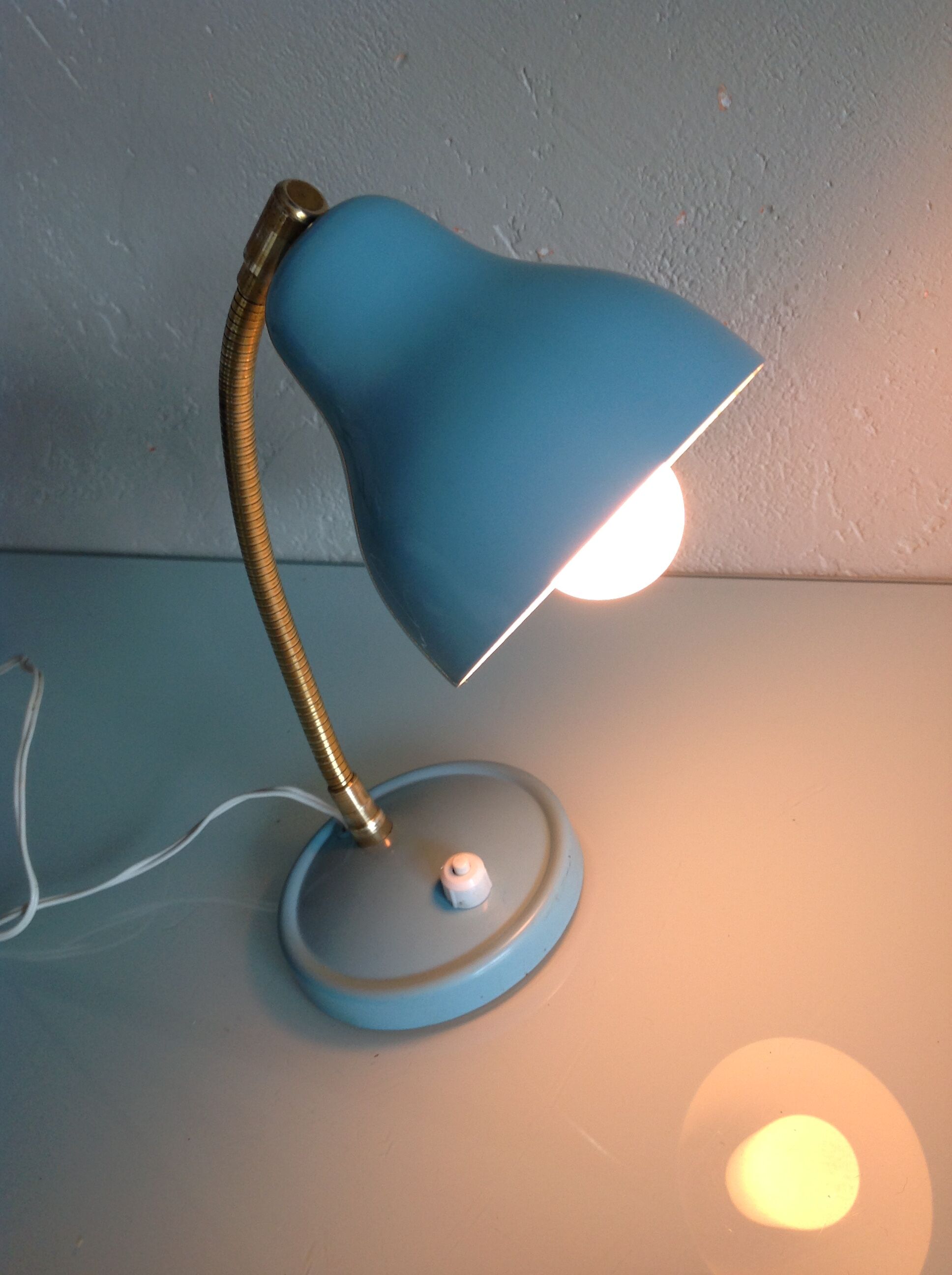 Sky blue / vintage casserole lamp 50s-60s