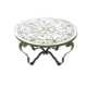 Round table from the 1940s, wrought iron and eglomisé glass.
