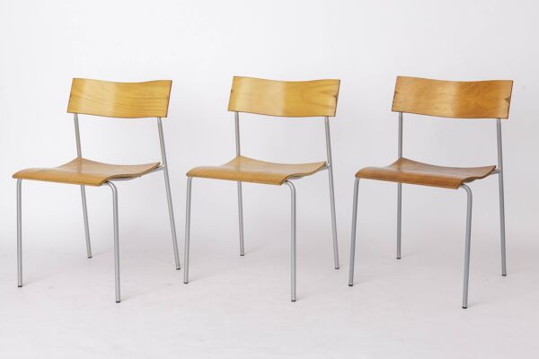 Ensemble de 6 chaises empilables Lammhults Campus, chaises suédoises des années 1970.