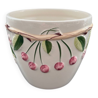 Cache pot cerises en barbotine