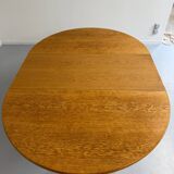 Antique round Scandinavian dining table from the 70s with 1 solid wood extension