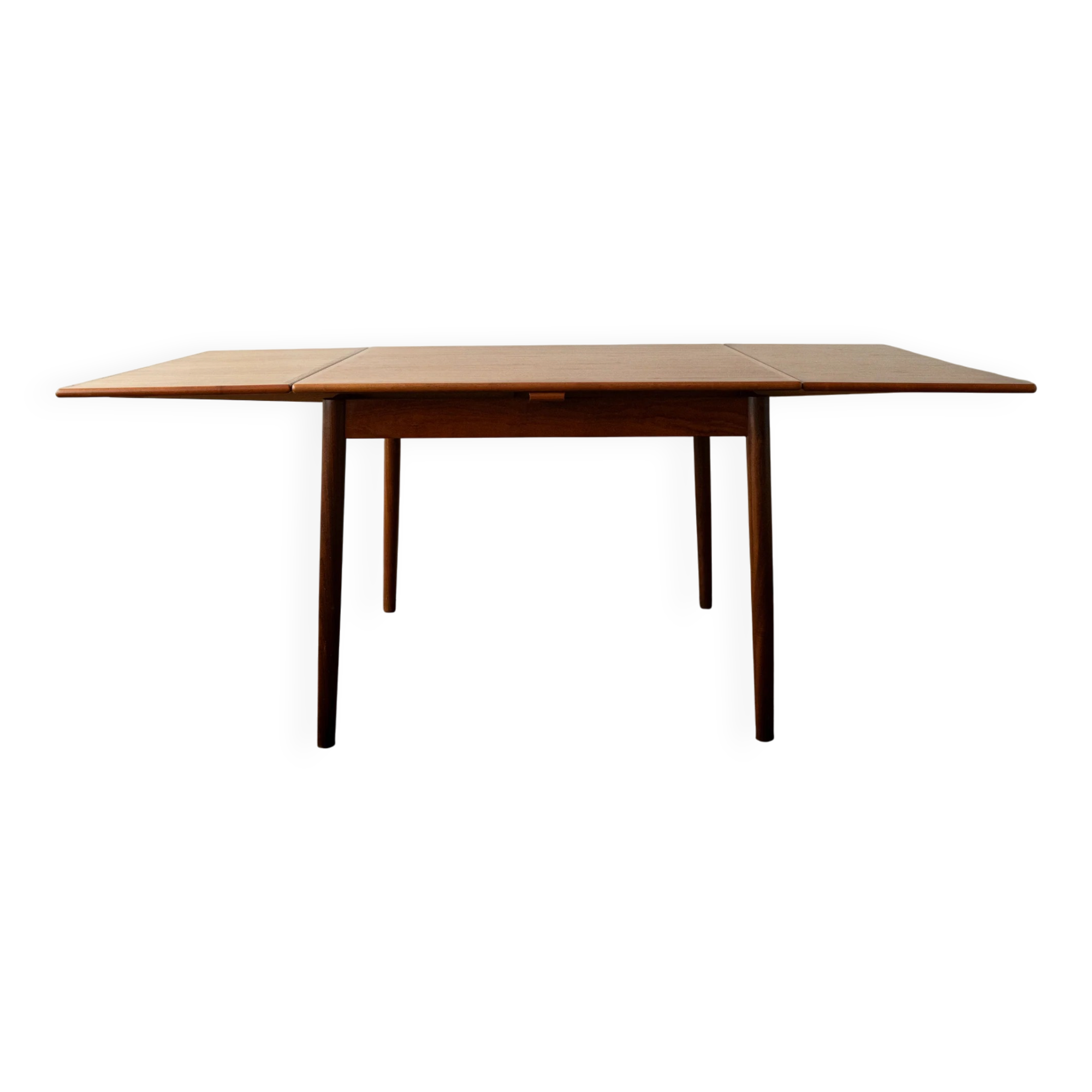 Table à manger extensible en teck moderne danois modèle 24 par Ansager Møbler années 1960.