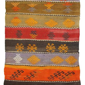 Kilim vintage fait main Sumak persan 70cm x 132cm (1940s)