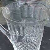Carafe en verre et cristal transparent, ciselées, motif ananas ancienne