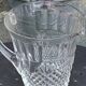 Carafe in transparent glass and crystal, chiseled, old pineapple pattern