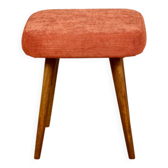 Orange terracotta square vintage stool PRL 1970s