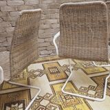 Set of 4 wicker armchairs 1970