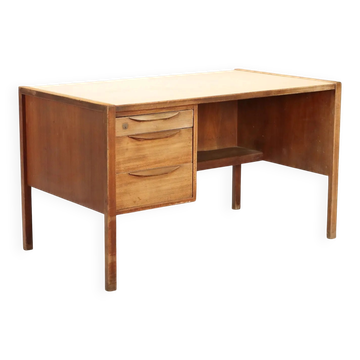 Vintage writing desk in laminated wood, 2 drawers, 1960s design