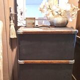 Malle de voyage ancienne vintage en bois datant des années 1880/1920