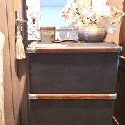 Antique vintage wooden travel trunk dating from the 1880s/1920s