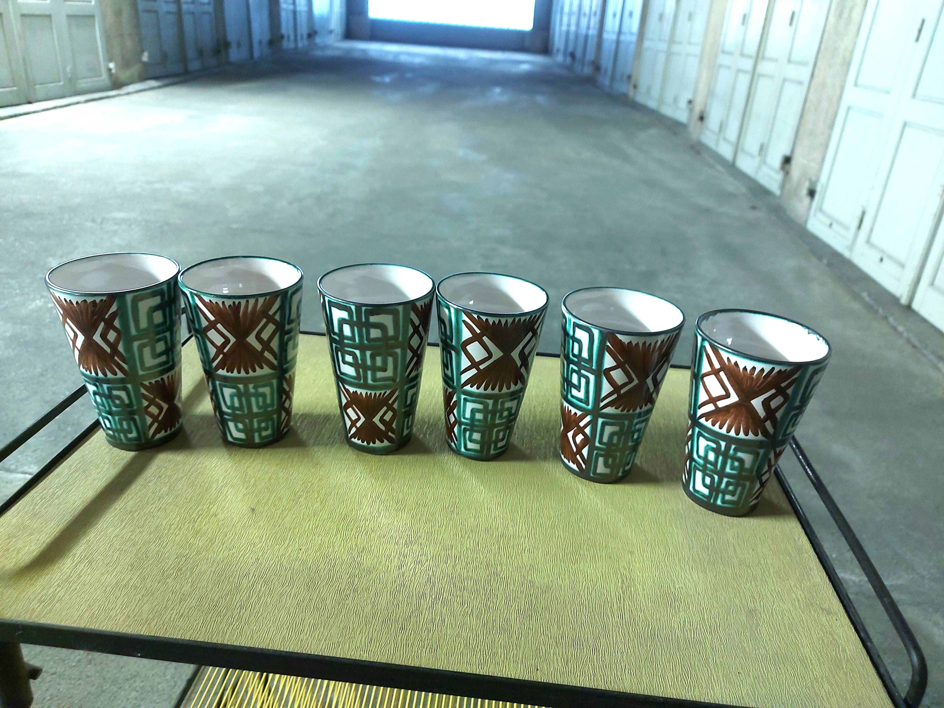 6 glasses, ceramic mugs, vallauris dominique baudart