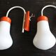Ancienne paire d'appliques design 70 orange forme d'ampoule vintage
