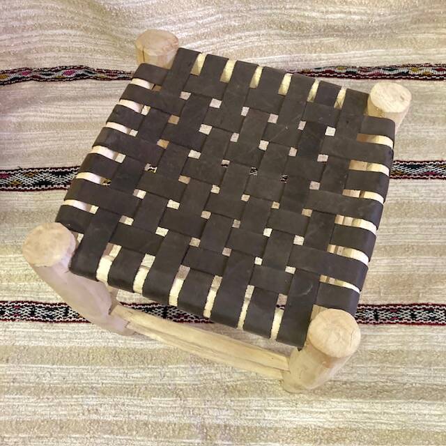 Tabouret Assise Tressée Cuir