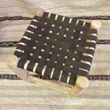 Stool with woven leather seat
