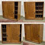 1930s English fir sideboard with sliding doors