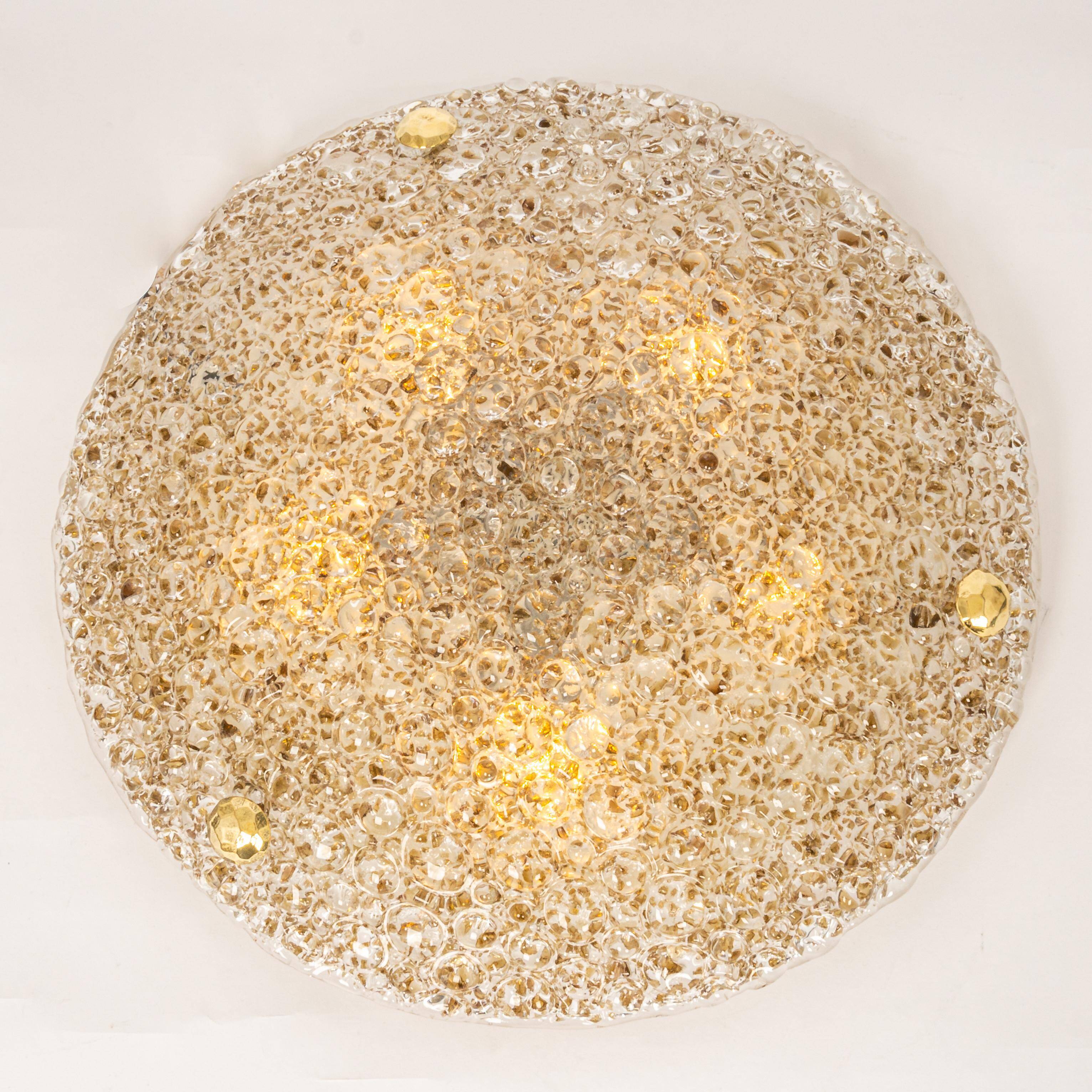Round bubble ceiling light Murano amber by Hillebrand, Germany, 1970s
