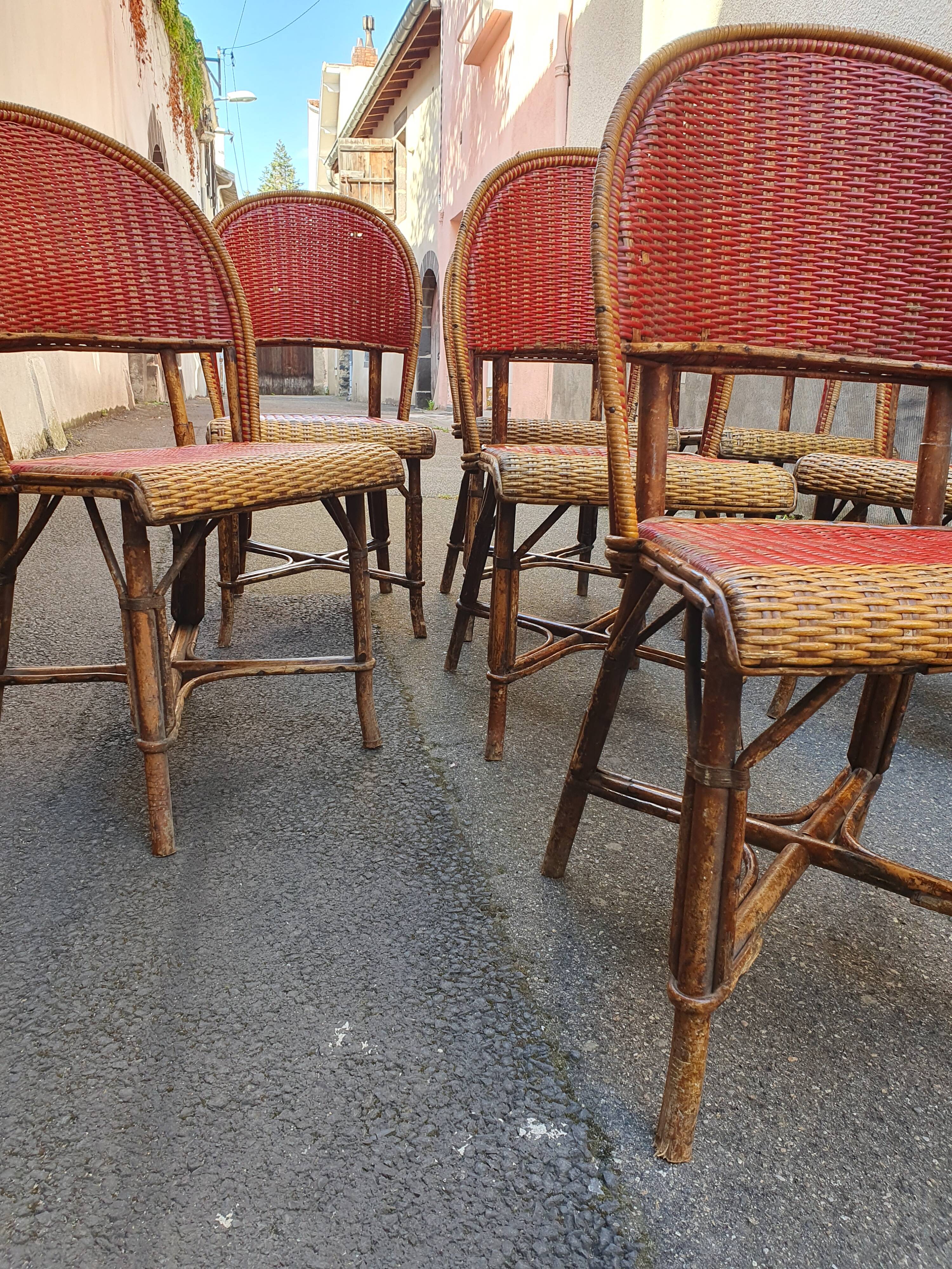 Set of 7 Parisian bistro / café chairs from the 1930s