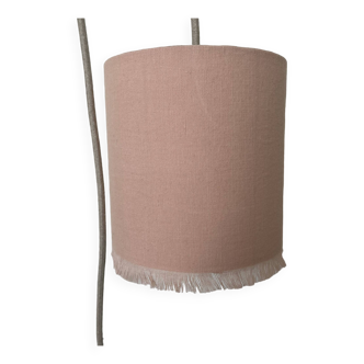 Powder pink linen portable lamp