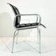 Vintage office chair, aluminium frame and black leather, Sweden 1960s.