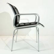 Vintage office chair, aluminium frame and black leather, Sweden 1960s.