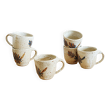 Set of 6 signed pyrite stoneware cups