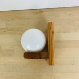Pine and opaline globe wall lamp from the 70s