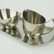 Danish 3-piece set sugar bowl creamer and tray stainless steel