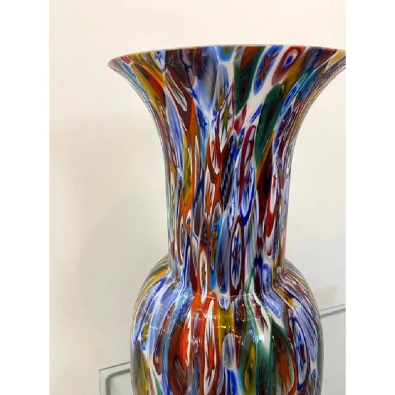 Contemporany vase murrine sphere in murano style glass with multicolored murrine like venini style b