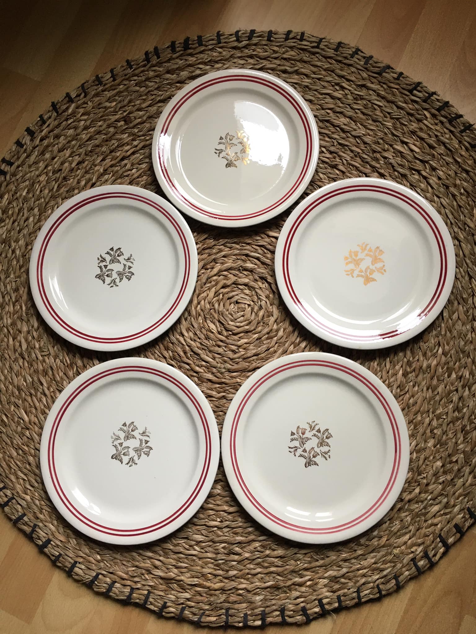 5 dessert plates in Gien porcelain France