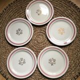 5 dessert plates in Gien porcelain France