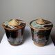 Duo de pots artisanaux en grès japonisants Studio Poterie signés, 1980-90