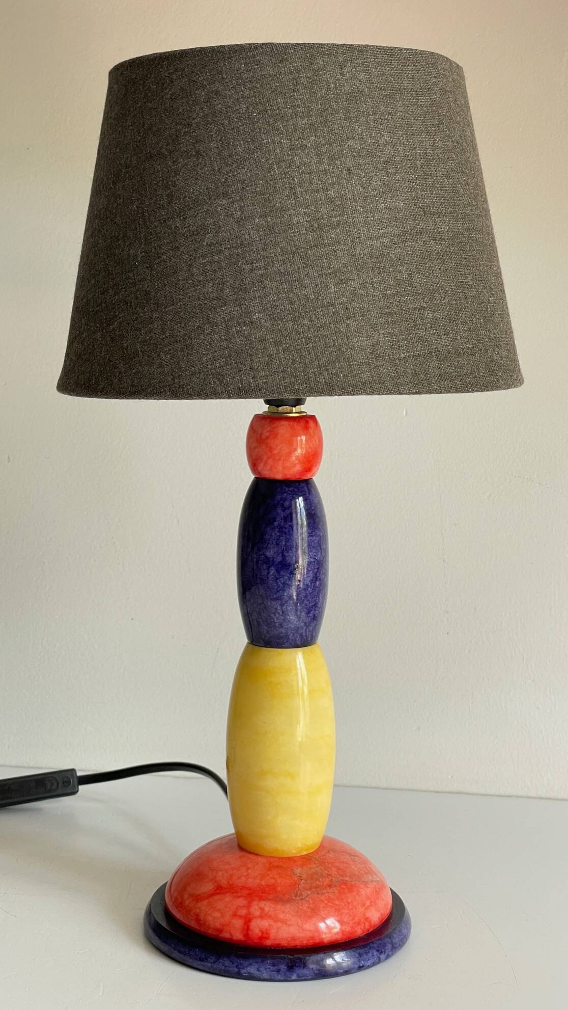 ALABASTER STONE LAMP Blue, Yellow and Red 80s