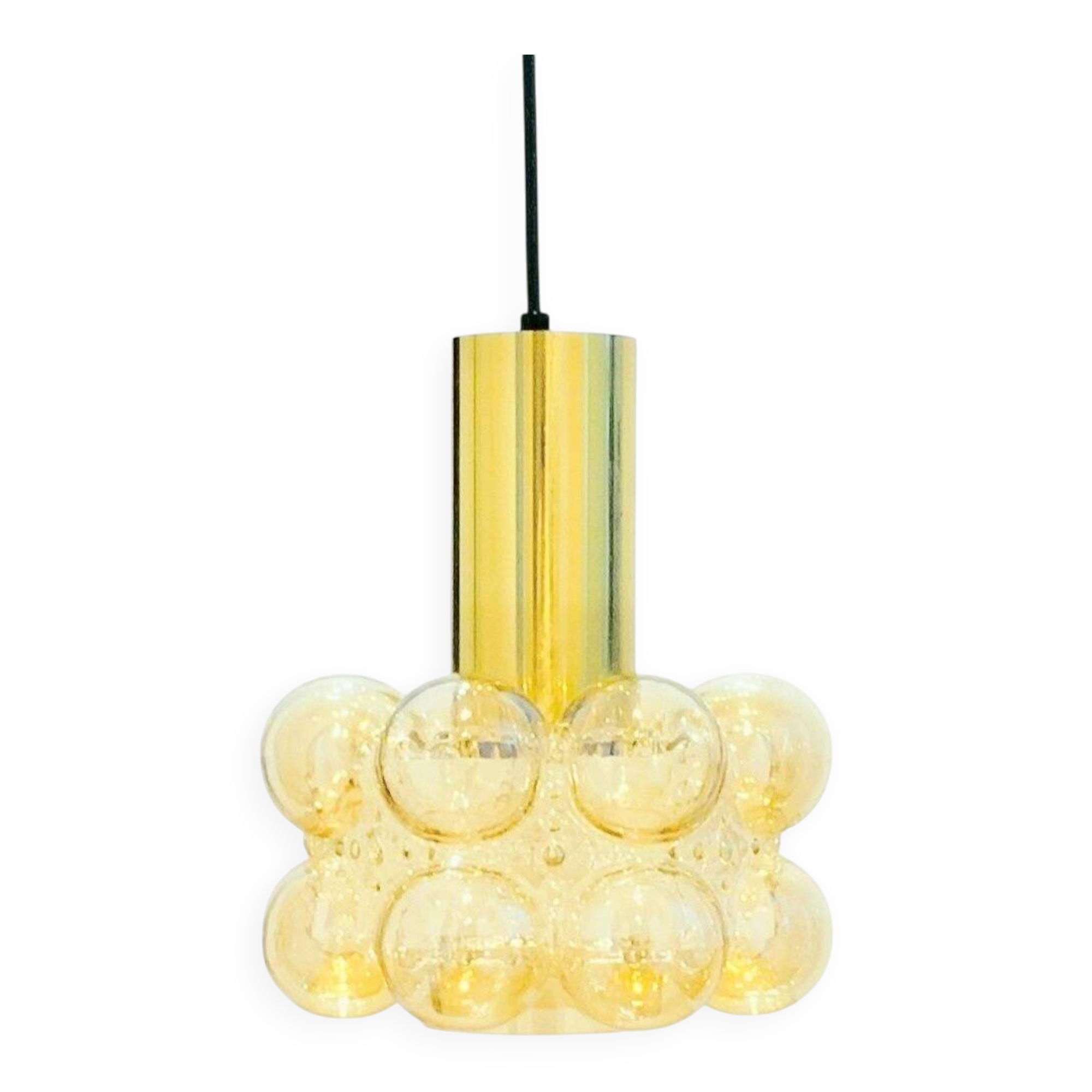 Mid-Century Modern Bubble Glass & Brass Ceiling Light by H. Tynell, 1960s