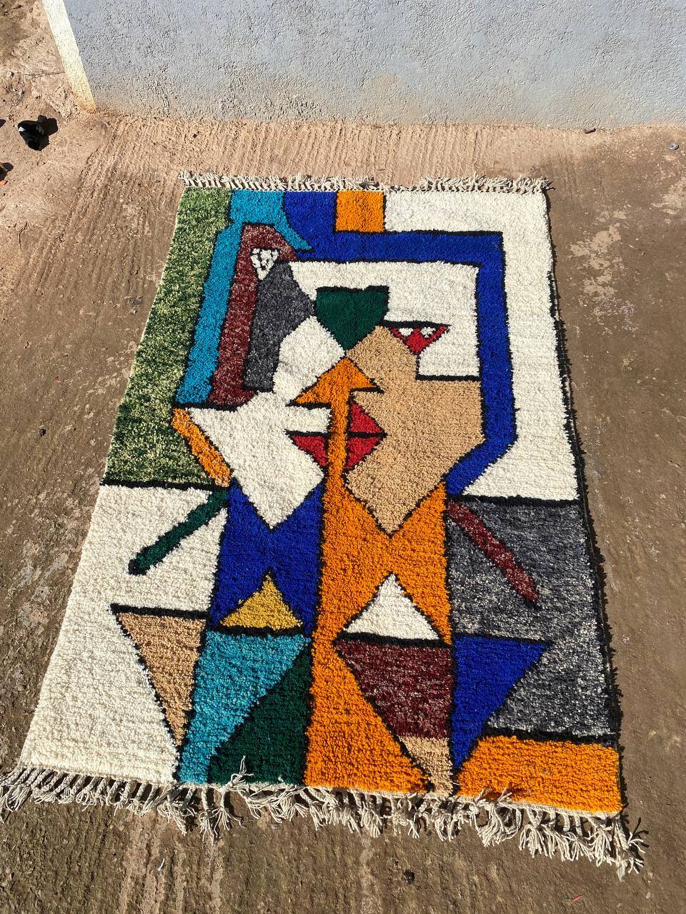Handmade Colourful Moroccan Wool Rug – Authentic Berber Art & Vibrant Design