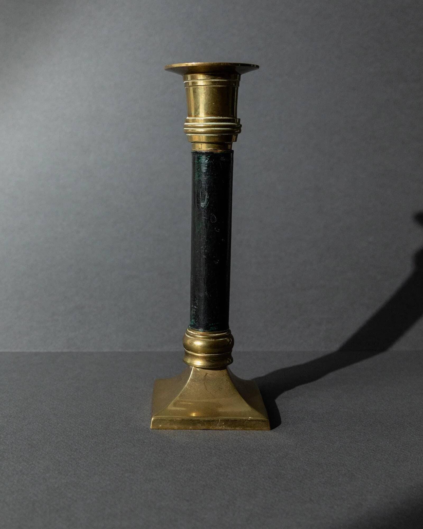 Vintage set of 3 brass candlesticks from the 1940s, various shapes.