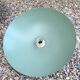 Pastel green metal pendant light. White cord.