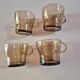 set of 4 vintage brown smoked glass cups with handles