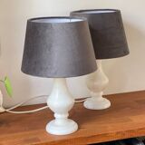 Paire de lampes en albâtre vintage