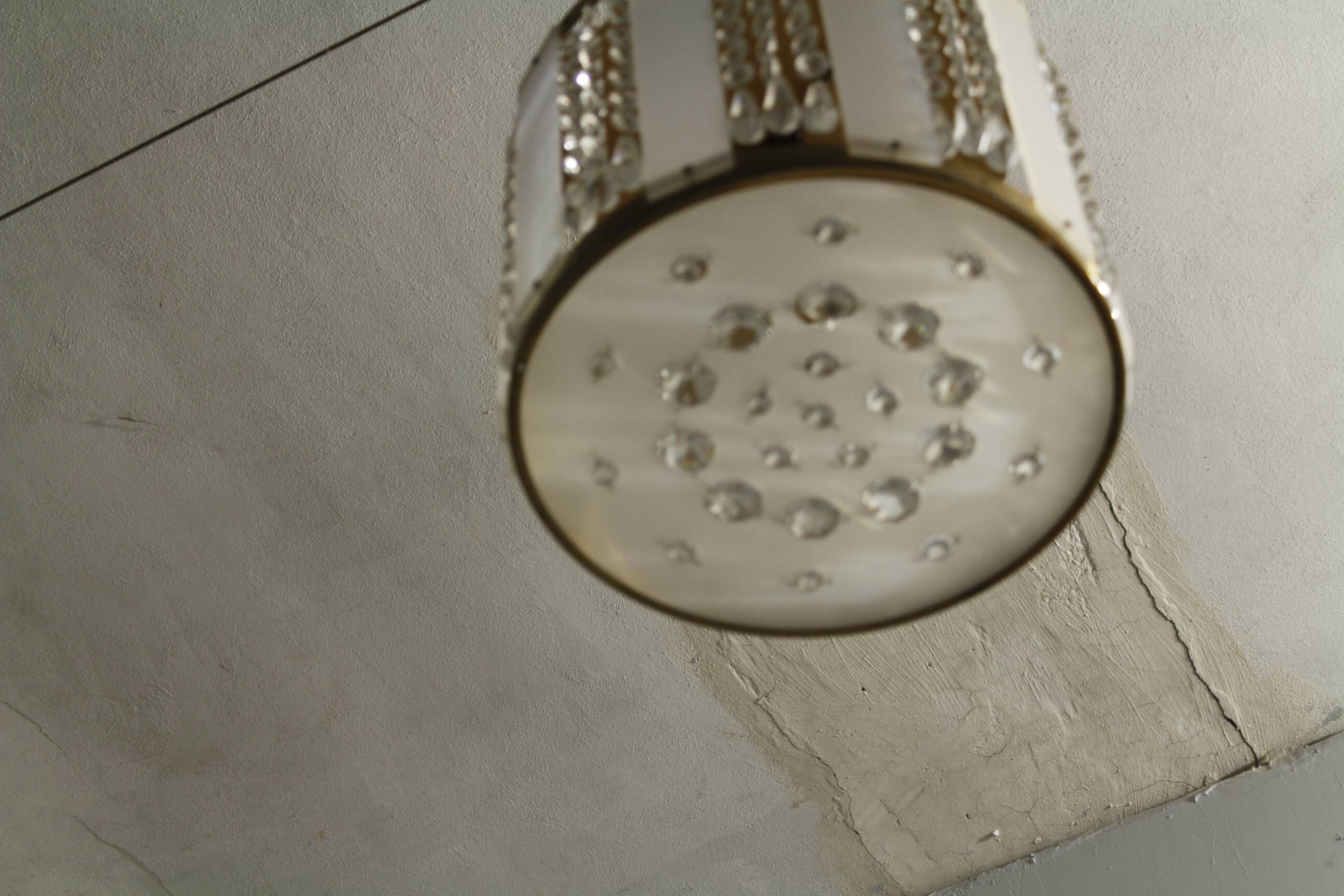 Crystal Glass and Brass Pendant by Jablonecké Sklárny