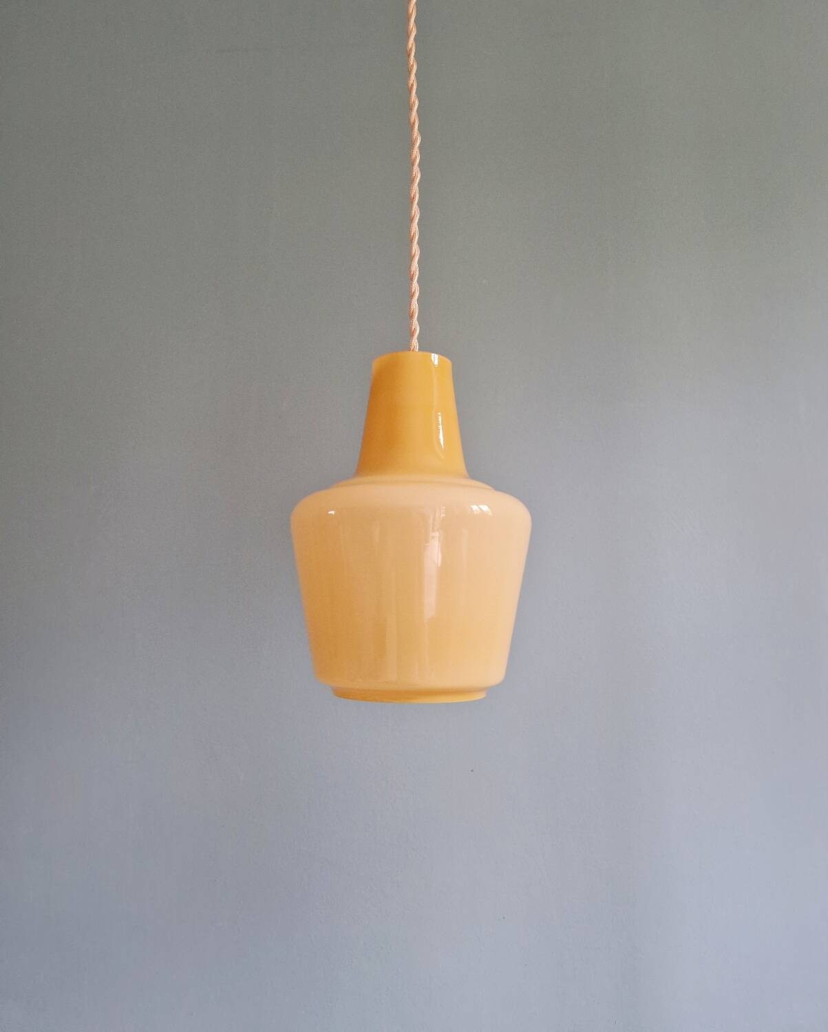 Scandinavian honey-colored opaline pendant light, 1960s