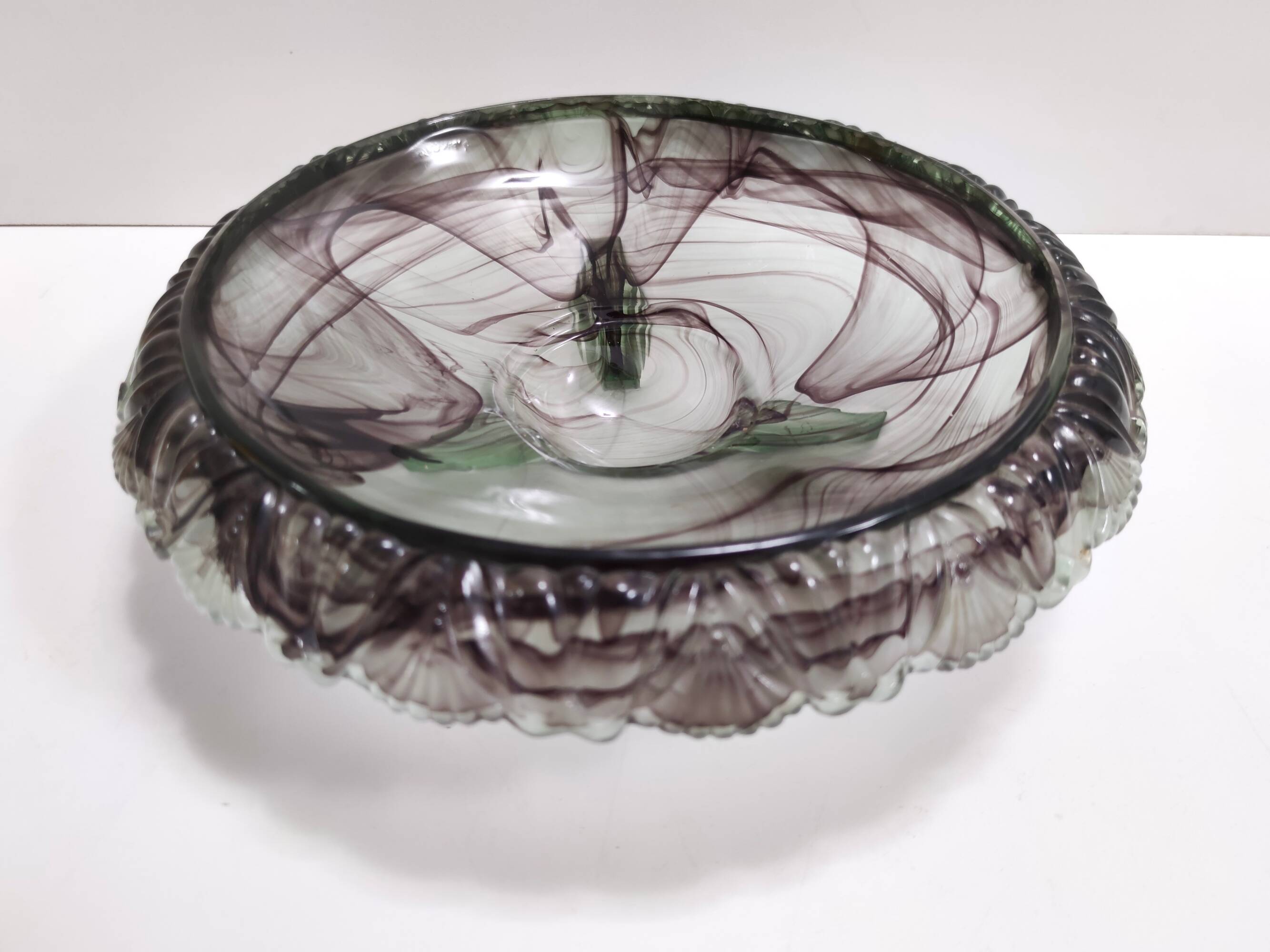 Topaz-Violet Cloud Glass Bowl or Centerpiece by Walther & Sohne, Germany