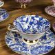 Porcelain coffee service multicolored and gilded cashmere designs signed BM France